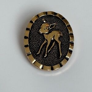 Vtg  Western Germany marked Gold Baby Deer Fawn Metal SCARF CLIP